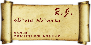 Rövid Jávorka névjegykártya